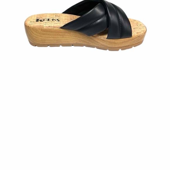 Kork-Ease Black Leather Mules with Wooden Sole - Picture 2 of 4